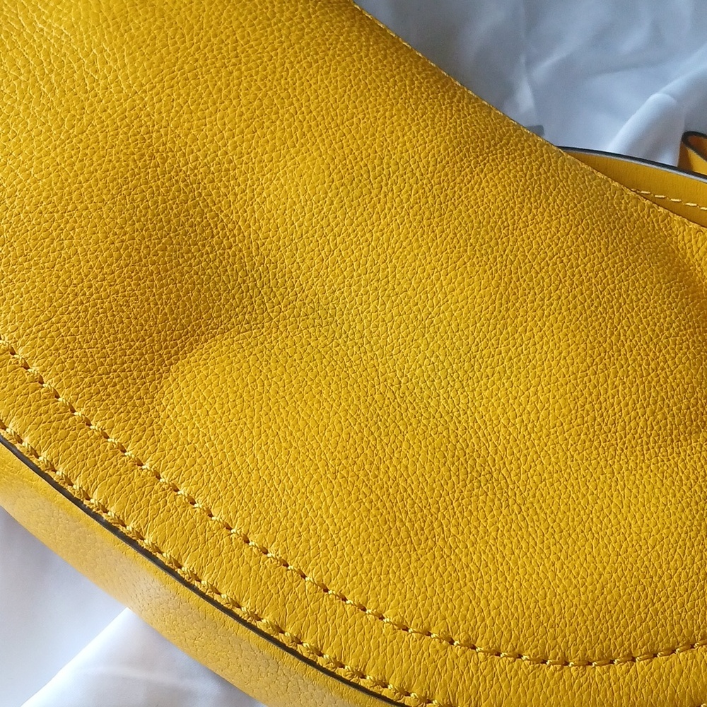 Michael Kors Yellow Pebbled Leather Crescent Shoulder Bag - Picture 7 of 8